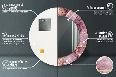 Bedrukte ronde spiegel Marmer met goud