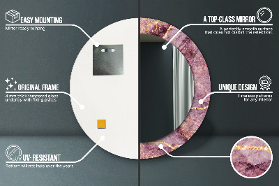 Bedrukte ronde spiegel Marmer met goud