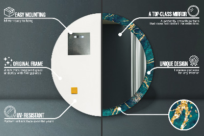 Bedrukte ronde spiegel Groen malachietmarmer