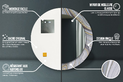 Ronde spiegel met decoratie Grijs marmer