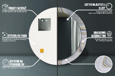 Ronde spiegel met decoratie Grijs marmer