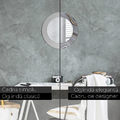 Ronde spiegel met decoratie Grijs marmer