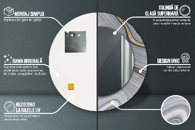 Ronde spiegel met decoratie Grijs marmer