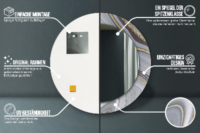 Ronde spiegel met decoratie Grijs marmer