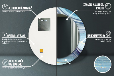 Bedrukte ronde spiegel Blauwe marmer