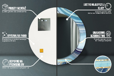 Bedrukte ronde spiegel Blauwe marmer