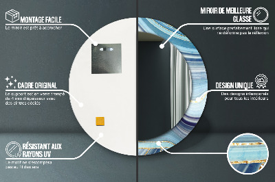 Bedrukte ronde spiegel Blauwe marmer
