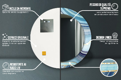 Bedrukte ronde spiegel Blauwe marmer