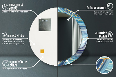 Bedrukte ronde spiegel Blauwe marmer