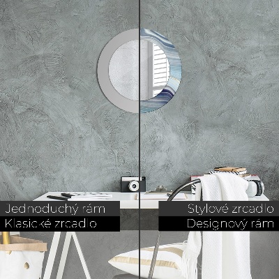 Bedrukte ronde spiegel Blauwe marmer