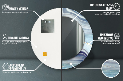 Bedrukte ronde spiegel Blauwe marmer