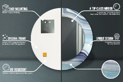 Bedrukte ronde spiegel Blauwe marmer