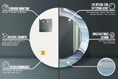 Bedrukte ronde spiegel Blauwe marmer