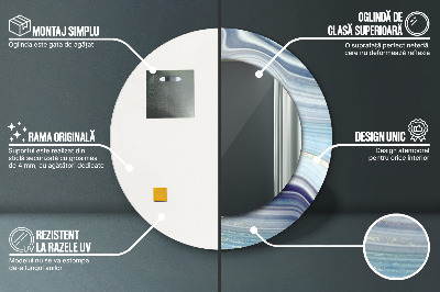 Bedrukte ronde spiegel Blauwe marmer