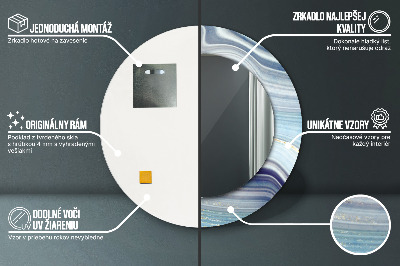 Bedrukte ronde spiegel Blauwe marmer