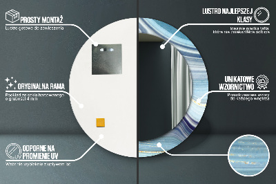 Bedrukte ronde spiegel Blauwe marmer