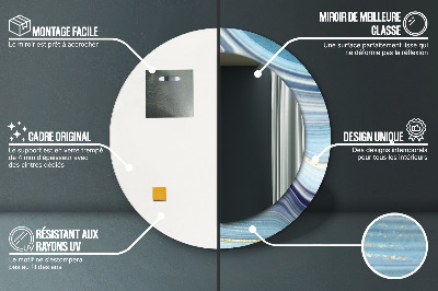 Bedrukte ronde spiegel Blauwe marmer
