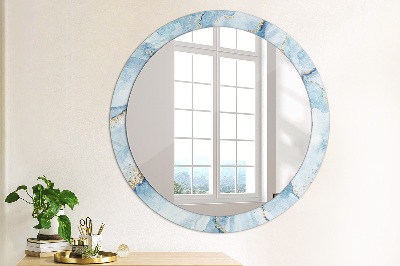 Ronde spiegel met decoratie Blauw marmer goud