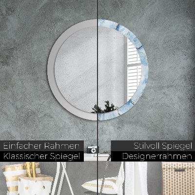 Ronde spiegel met decoratie Blauw marmer goud