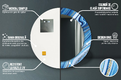 Bedrukte ronde spiegel Blauwe marmering
