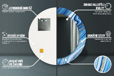 Bedrukte ronde spiegel Blauwe marmering