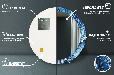 Bedrukte ronde spiegel Blauwe marmering