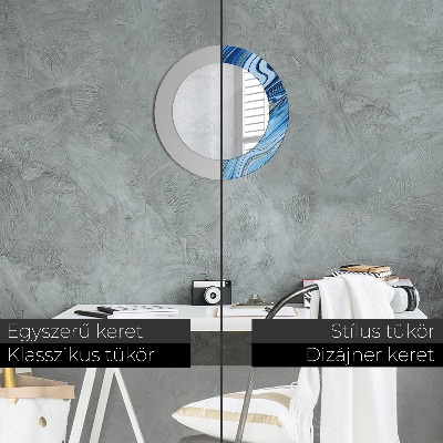 Bedrukte ronde spiegel Blauwe marmering