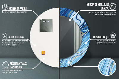 Bedrukte ronde spiegel Blauwe marmering