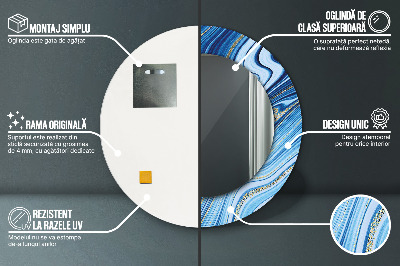 Bedrukte ronde spiegel Blauwe marmering