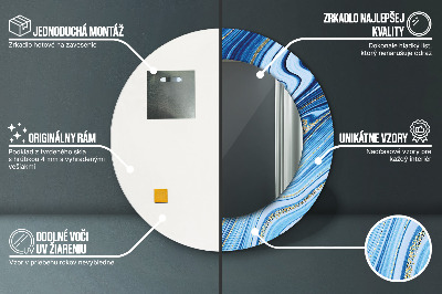 Bedrukte ronde spiegel Blauwe marmering