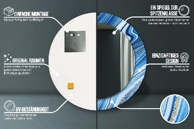 Bedrukte ronde spiegel Blauwe marmering