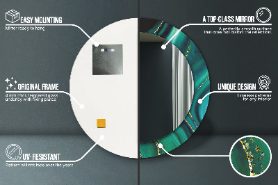 Ronde spiegel met decoratie Smaragdgroen marmer