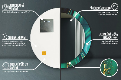 Ronde spiegel met decoratie Smaragdgroen marmer