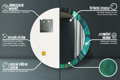 Ronde spiegel met decoratie Smaragdgroen marmer