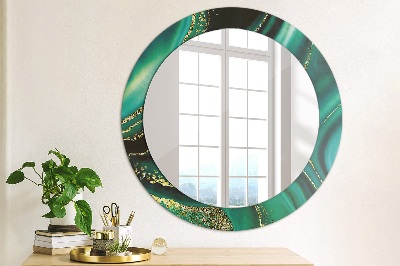 Ronde spiegel met decoratie Smaragdgroen marmer