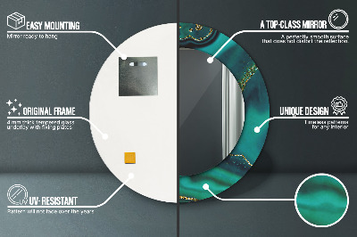 Ronde spiegel met decoratie Smaragdgroen marmer