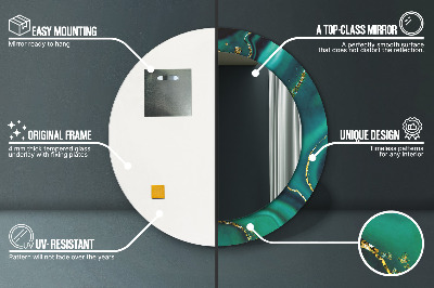 Ronde spiegel met decoratie Smaragdgroen marmer