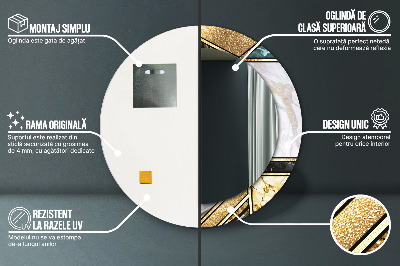 Ronde spiegel met decoratie Marmer agaat en goud