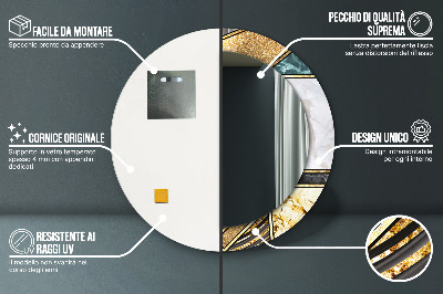 Ronde spiegel met decoratie Marmer agaat en goud