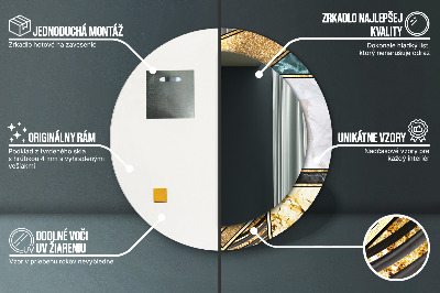 Ronde spiegel met decoratie Marmer agaat en goud