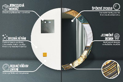 Ronde spiegel met decoratie Marmer agaat en goud