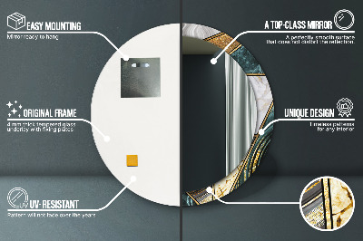 Ronde spiegel met decoratie Marmer agaat en goud