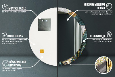 Ronde spiegel met decoratie Marmer agaat en goud