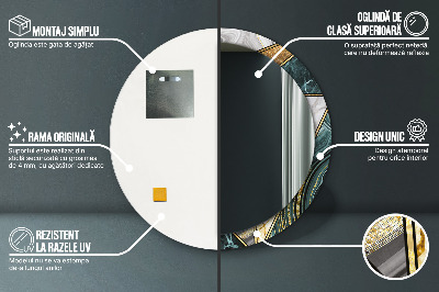 Ronde spiegel met decoratie Marmer agaat en goud