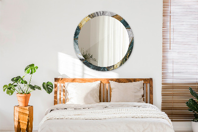 Ronde spiegel met decoratie Marmer agaat en goud