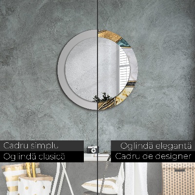 Ronde spiegel met decoratie Marmer agaat en goud