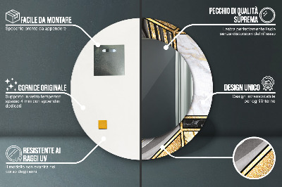 Ronde spiegel met decoratie Marmer agaat en goud