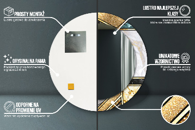 Ronde spiegel met decoratie Marmer agaat en goud