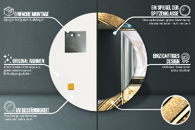 Ronde spiegel met decoratie Marmer agaat en goud