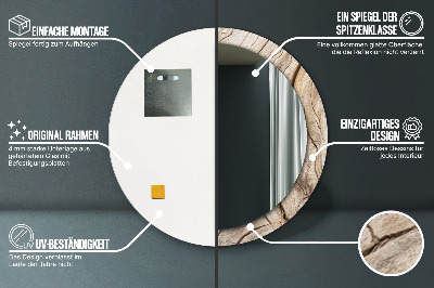 Ronde spiegel met decoratie Gebarsten hout